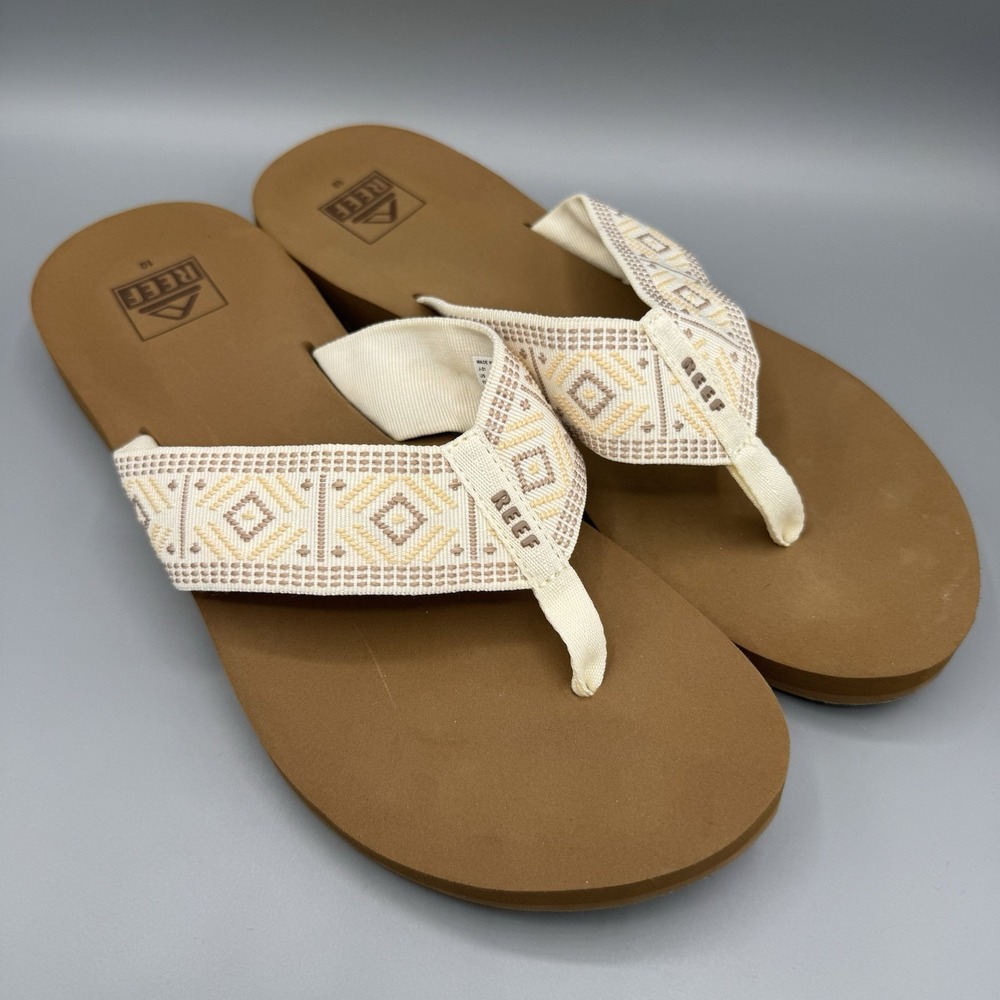 Reef Spring Woven Thong Sandals J21 Beige Synthetic Women's US Size 10